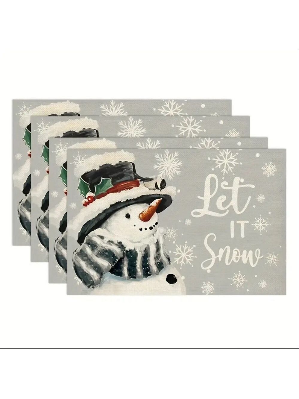 New Set of 4 Let It Snow Winter Holiday Placemats